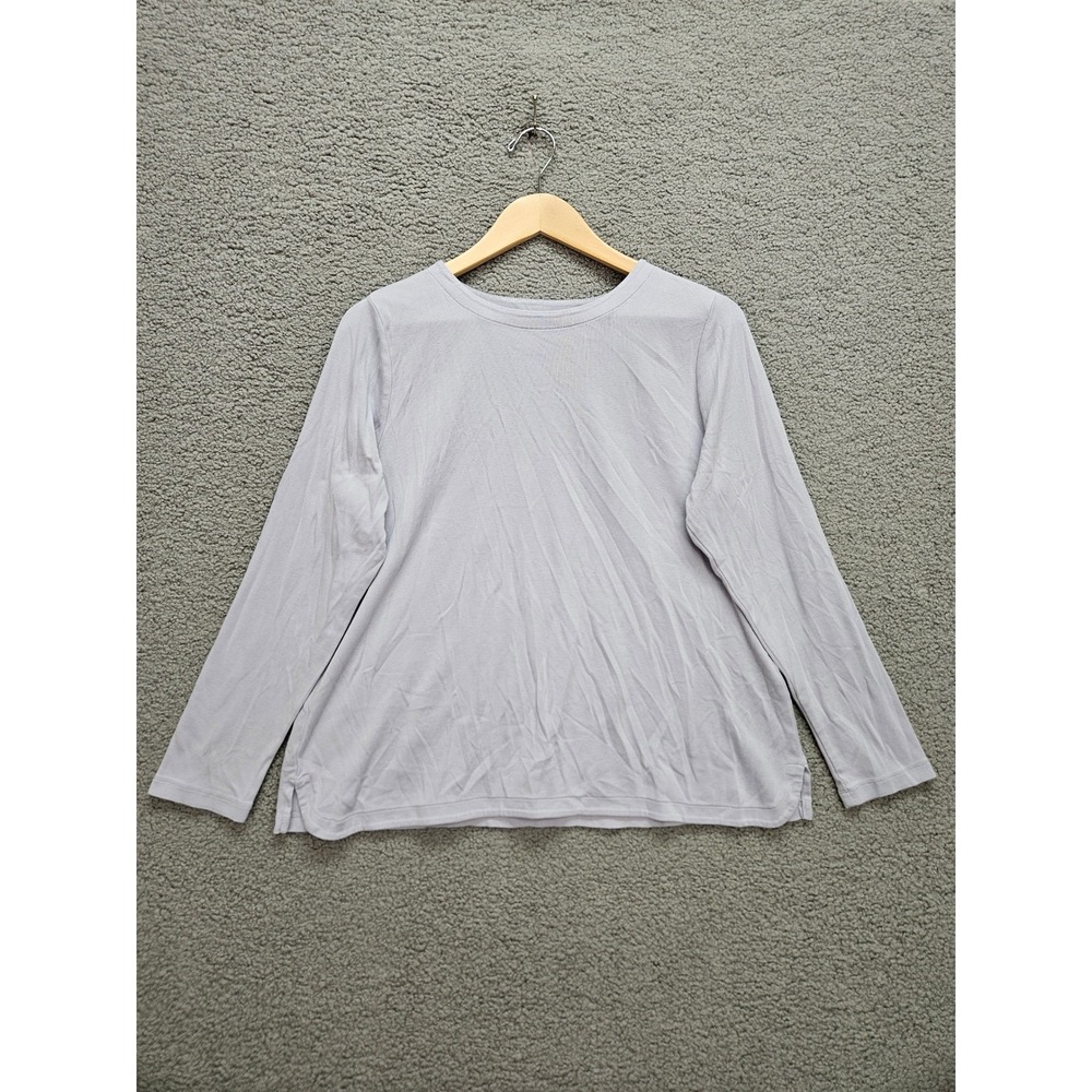 J. Jill Long Sleeve Tee L Petite Lavender Pima Cotton Crew Neck Basic Minimalist